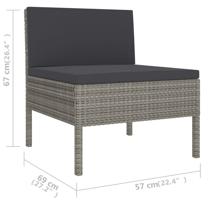 6 Piece Garden Lounge Set with Cushions Poly Rattan Grey Payday Deals