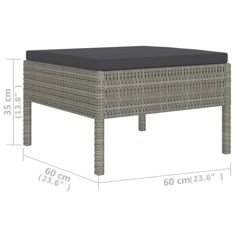 6 Piece Garden Lounge Set with Cushions Poly Rattan Grey Payday Deals