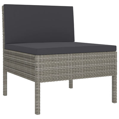 6 Piece Garden Lounge Set with Cushions Poly Rattan Grey Payday Deals