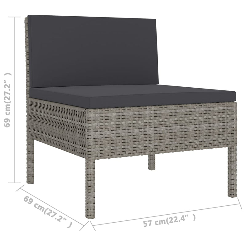 6 Piece Garden Lounge Set with Cushions Poly Rattan Grey Payday Deals