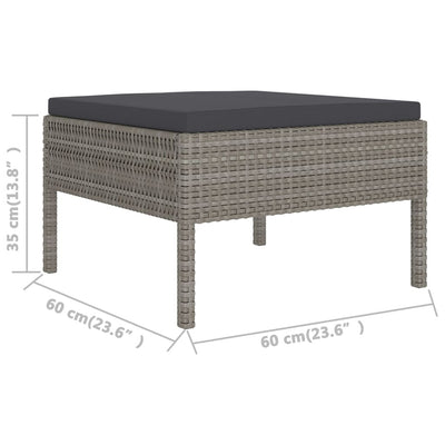 6 Piece Garden Lounge Set with Cushions Poly Rattan Grey Payday Deals