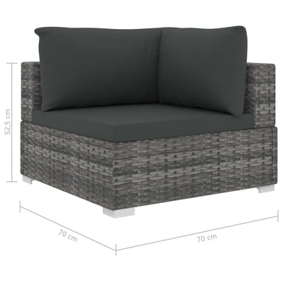 6 Piece Garden Lounge Set with Cushions Poly Rattan Grey Payday Deals
