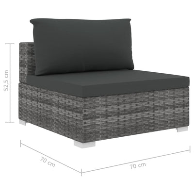 6 Piece Garden Lounge Set with Cushions Poly Rattan Grey Payday Deals