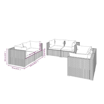 6 Piece Garden Lounge Set with Cushions Poly Rattan Grey Payday Deals