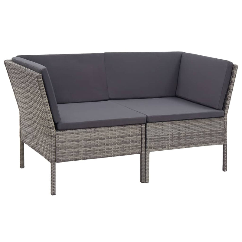 6 Piece Garden Lounge Set with Cushions Poly Rattan Grey Payday Deals