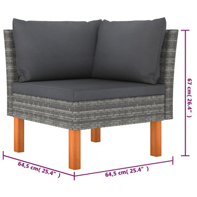 6 Piece Garden Lounge Set with Cushions Poly Rattan Grey Payday Deals