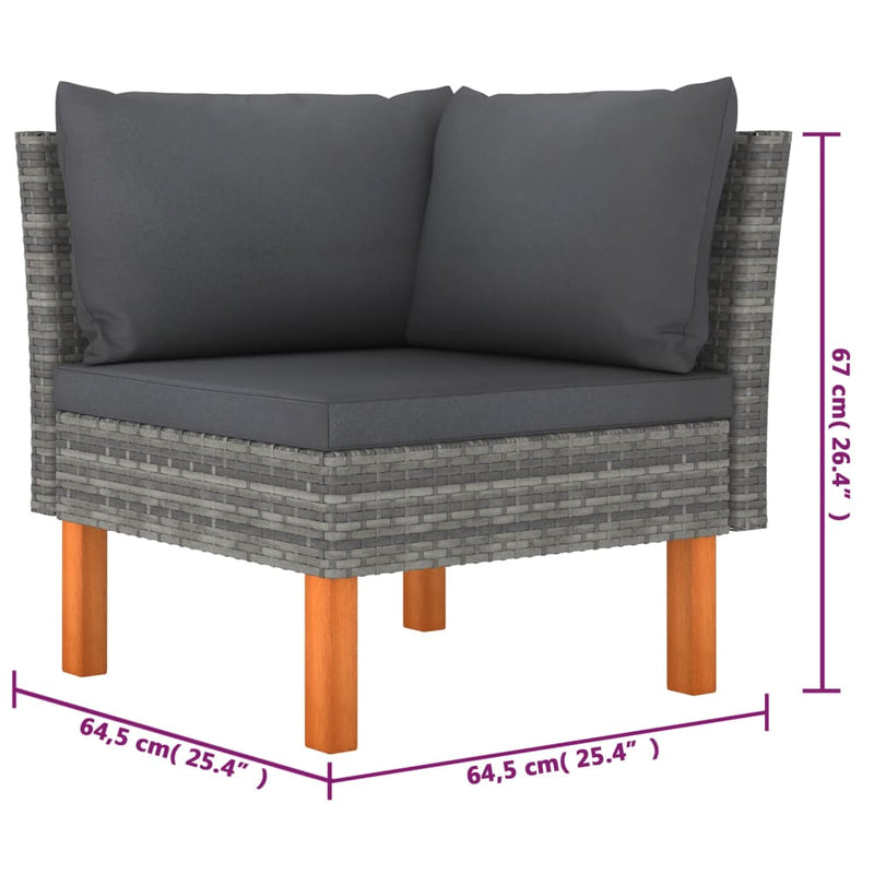 6 Piece Garden Lounge Set with Cushions Poly Rattan Grey Payday Deals