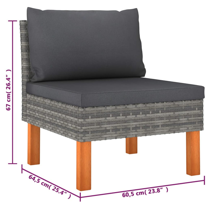 6 Piece Garden Lounge Set with Cushions Poly Rattan Grey Payday Deals