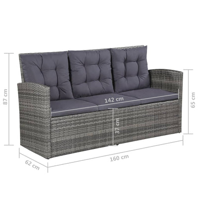 6 Piece Garden Lounge Set with Cushions Poly Rattan Grey Payday Deals