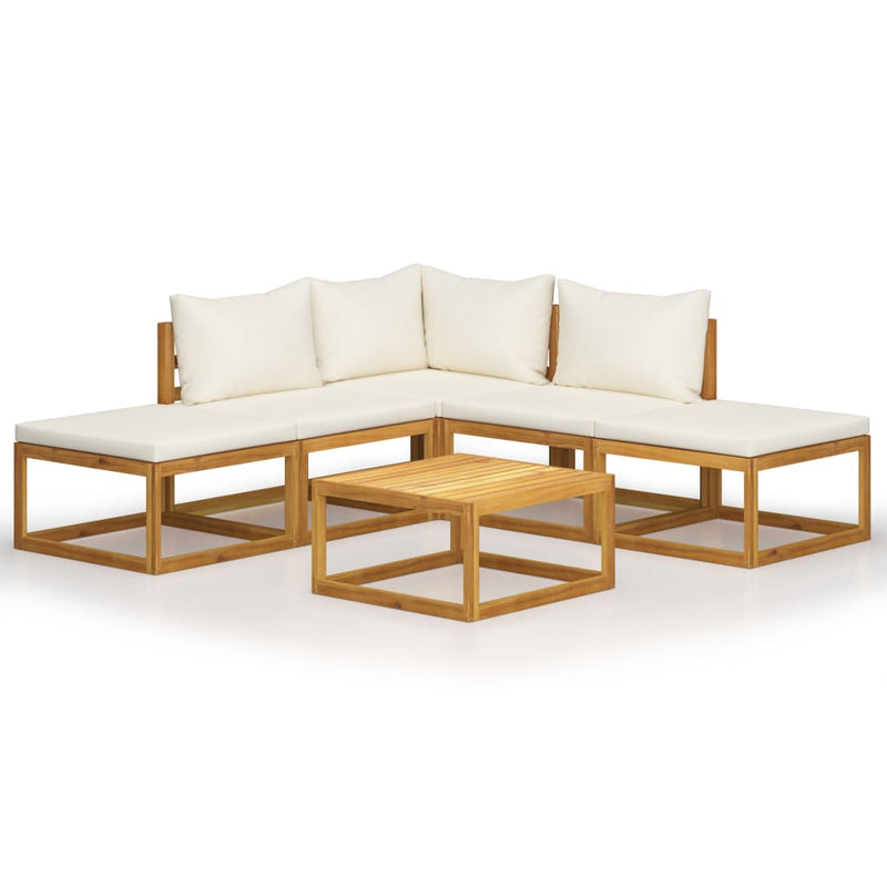 6 Piece Garden Lounge Set with Cushions Solid Acacia Wood Payday Deals