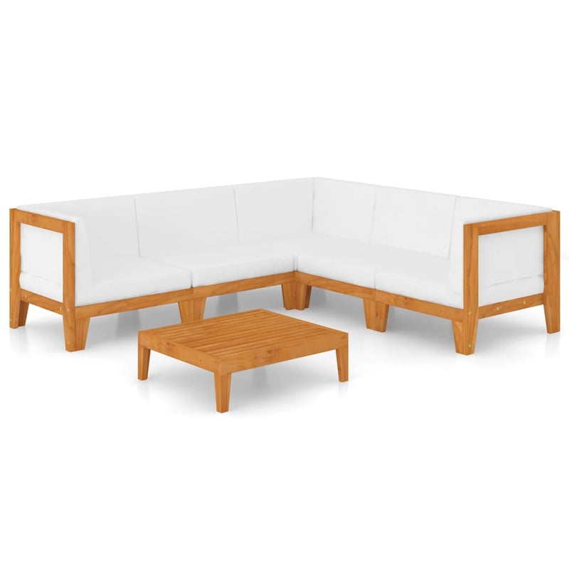 6 Piece Garden Lounge Set with Cushions Solid Acacia Wood Payday Deals