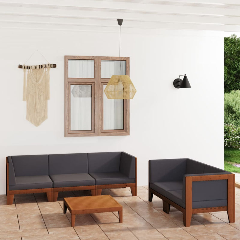 6 Piece Garden Lounge Set with Cushions Solid Acacia Wood Payday Deals