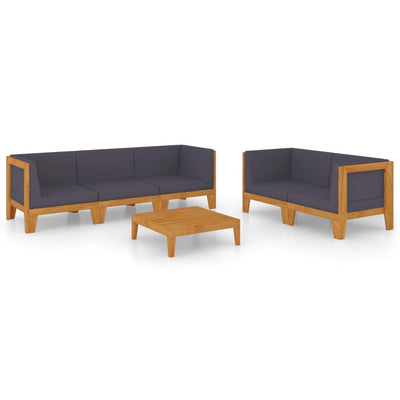 6 Piece Garden Lounge Set with Cushions Solid Acacia Wood Payday Deals