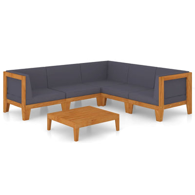 6 Piece Garden Lounge Set with Cushions Solid Acacia Wood Payday Deals