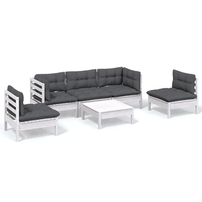 6 Piece Garden Lounge Set with Cushions Solid Pinewood Payday Deals