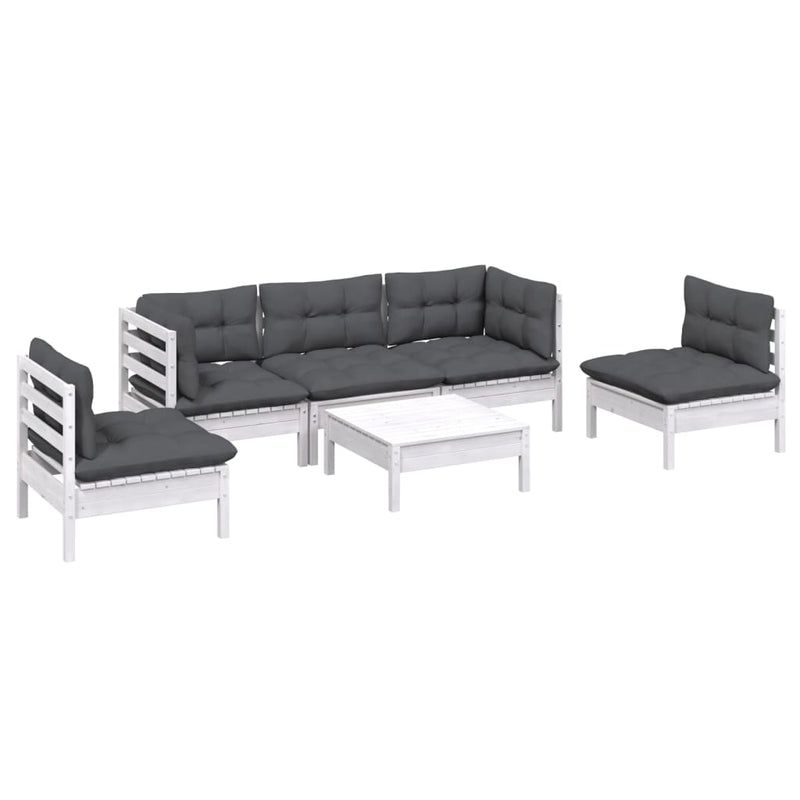6 Piece Garden Lounge Set with Cushions Solid Pinewood Payday Deals