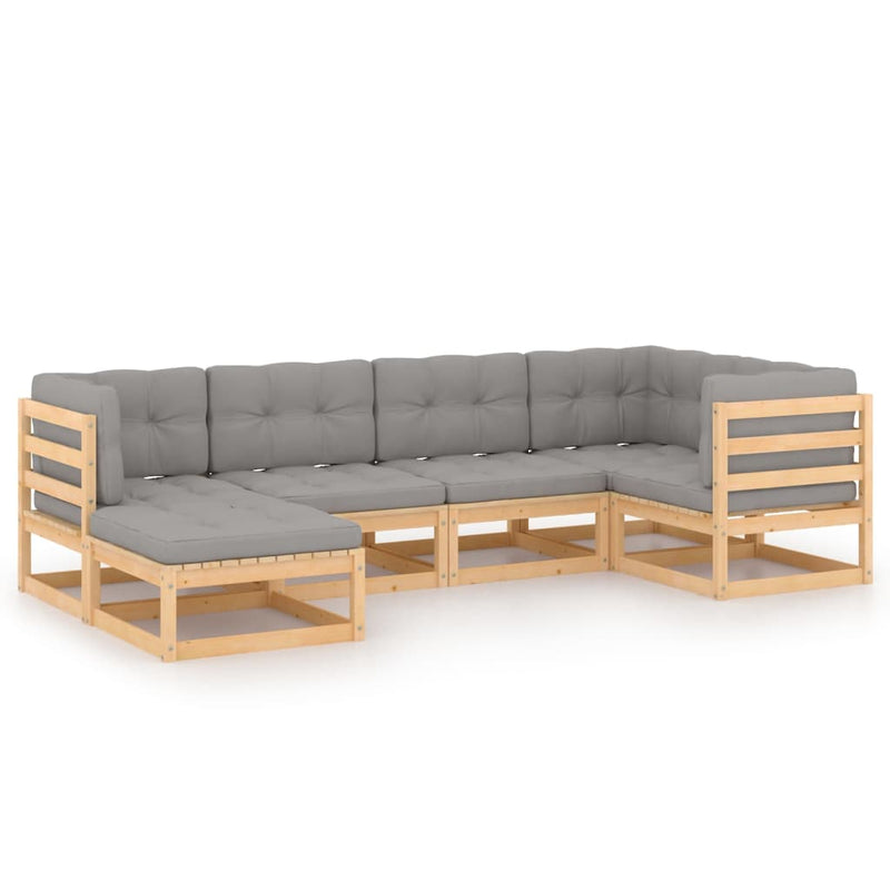 6 Piece Garden Lounge Set with Cushions Solid Pinewood Payday Deals