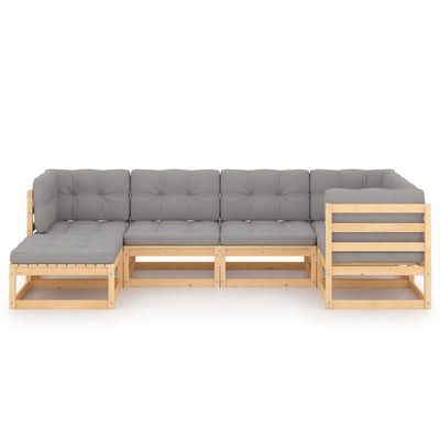 6 Piece Garden Lounge Set with Cushions Solid Pinewood Payday Deals