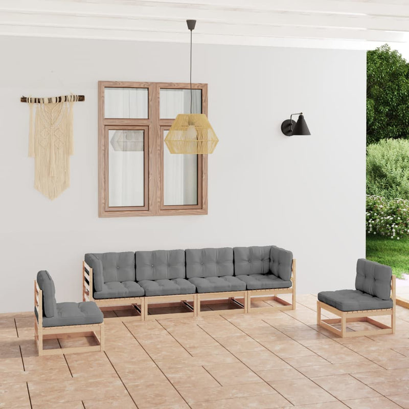 6 Piece Garden Lounge Set with Cushions Solid Pinewood Payday Deals