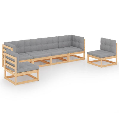 6 Piece Garden Lounge Set with Cushions Solid Pinewood Payday Deals