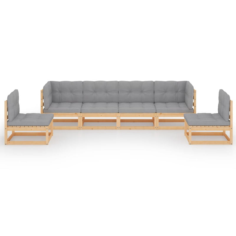 6 Piece Garden Lounge Set with Cushions Solid Pinewood Payday Deals