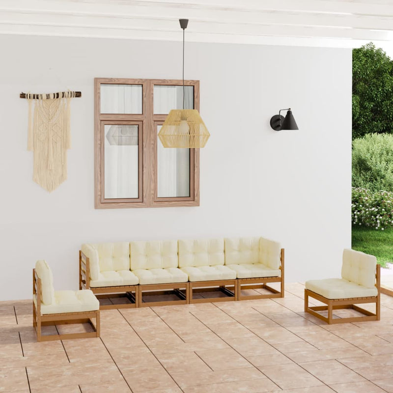 6 Piece Garden Lounge Set with Cushions Solid Pinewood Payday Deals
