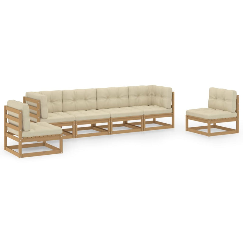 6 Piece Garden Lounge Set with Cushions Solid Pinewood Payday Deals