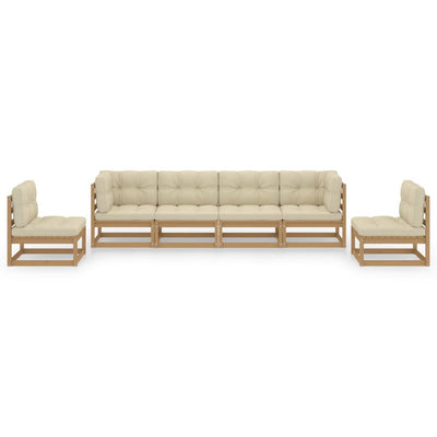 6 Piece Garden Lounge Set with Cushions Solid Pinewood Payday Deals