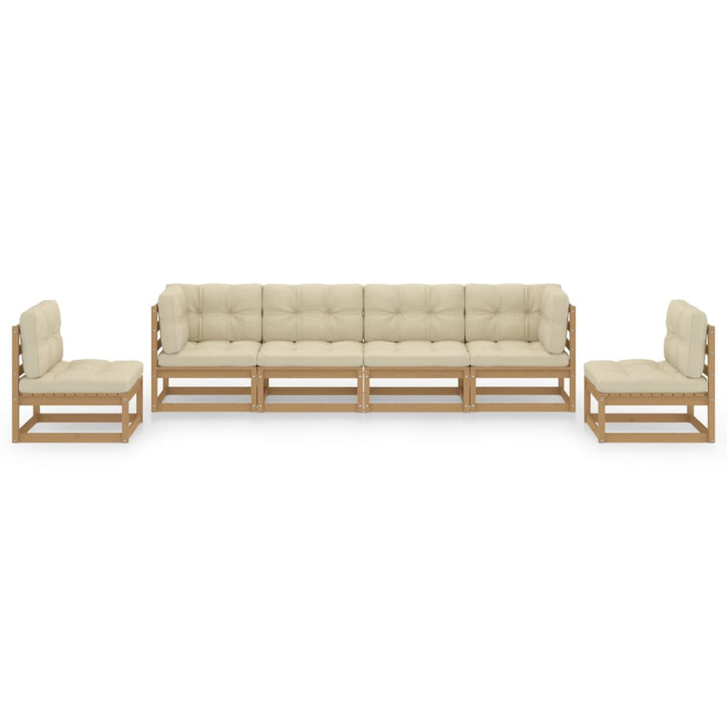 6 Piece Garden Lounge Set with Cushions Solid Pinewood Payday Deals