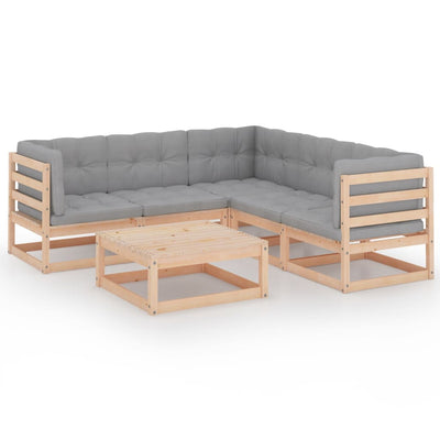 6 Piece Garden Lounge Set with Cushions Solid Pinewood Payday Deals