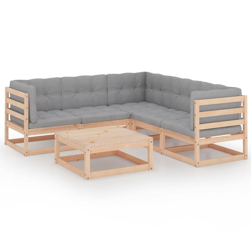 6 Piece Garden Lounge Set with Cushions Solid Pinewood Payday Deals