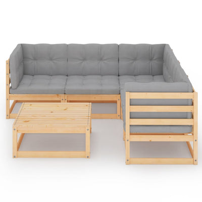 6 Piece Garden Lounge Set with Cushions Solid Pinewood Payday Deals