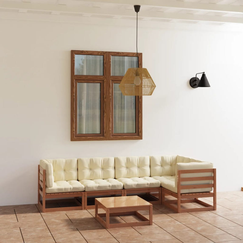 6 Piece Garden Lounge Set with Cushions Solid Pinewood Payday Deals