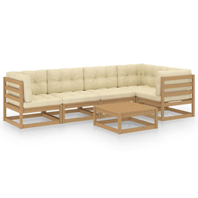 6 Piece Garden Lounge Set with Cushions Solid Pinewood Payday Deals