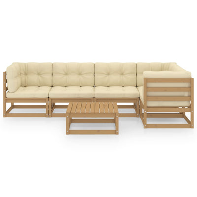 6 Piece Garden Lounge Set with Cushions Solid Pinewood Payday Deals