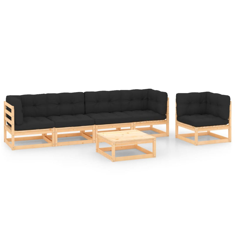 6 Piece Garden Lounge Set with Cushions Solid Pinewood Payday Deals