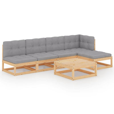 6 Piece Garden Lounge Set with Cushions Solid Pinewood Payday Deals