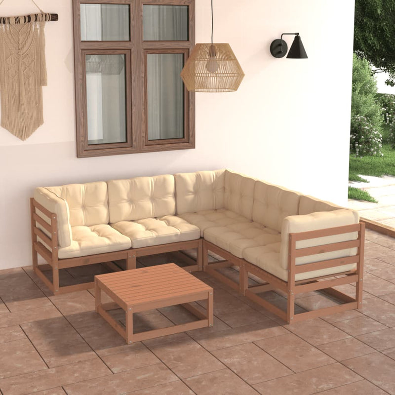 6 Piece Garden Lounge Set with Cushions Solid Pinewood Payday Deals