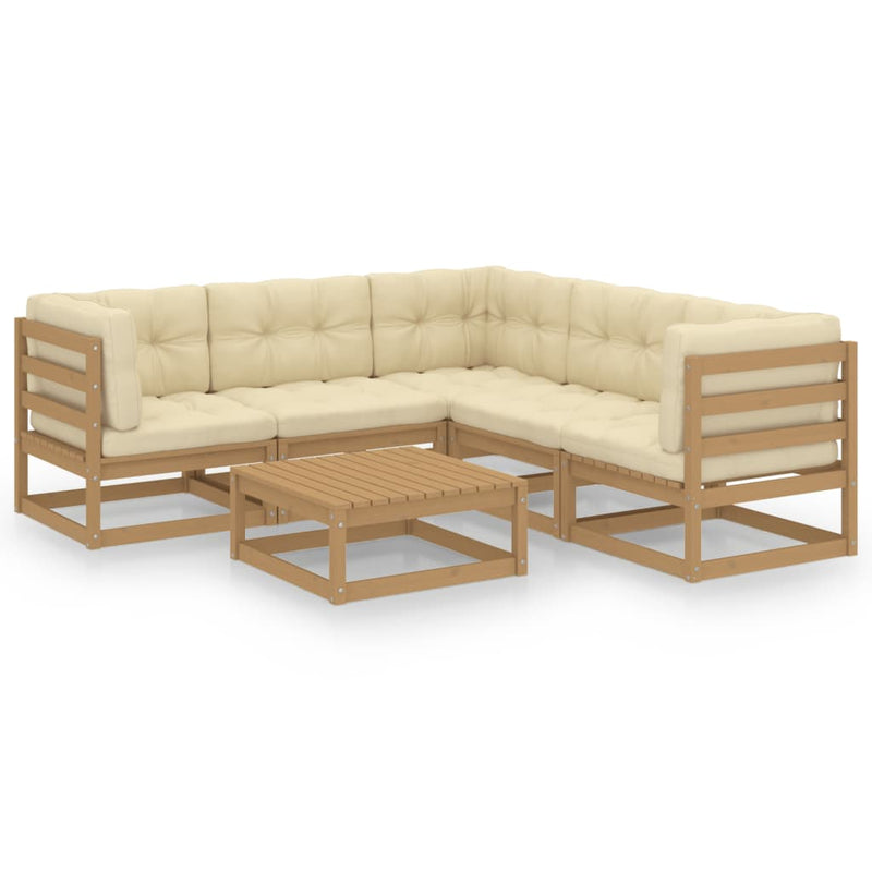 6 Piece Garden Lounge Set with Cushions Solid Pinewood Payday Deals