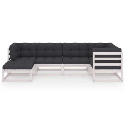 6 Piece Garden Lounge Set with Cushions Solid Pinewood Payday Deals