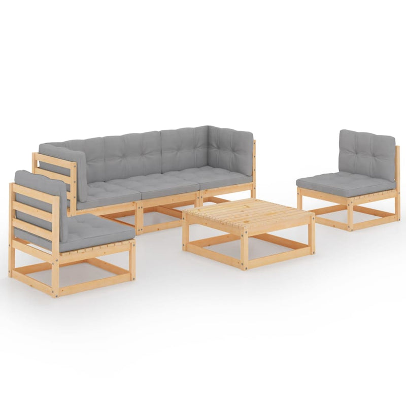 6 Piece Garden Lounge Set with Cushions Solid Pinewood Payday Deals