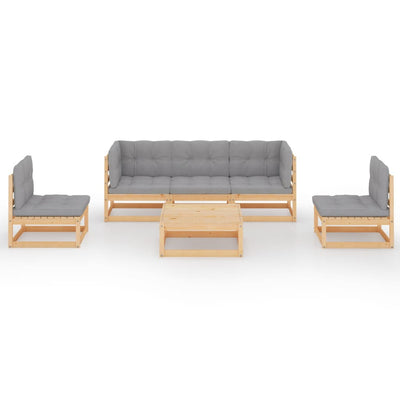 6 Piece Garden Lounge Set with Cushions Solid Pinewood Payday Deals