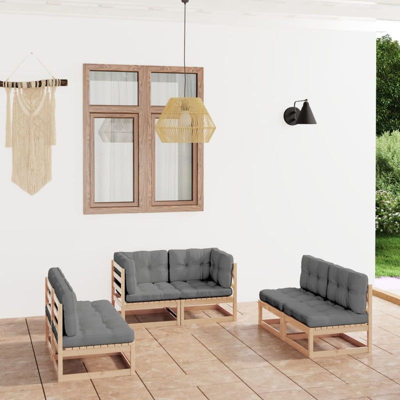 6 Piece Garden Lounge Set with Cushions Solid Pinewood Payday Deals