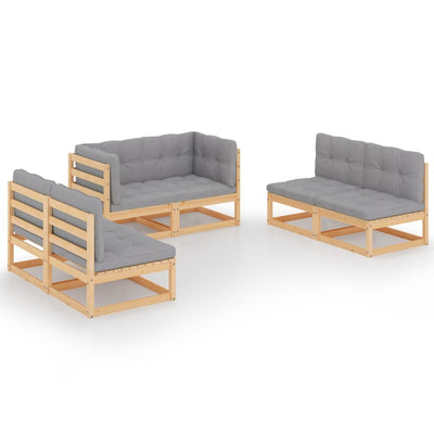 6 Piece Garden Lounge Set with Cushions Solid Pinewood Payday Deals