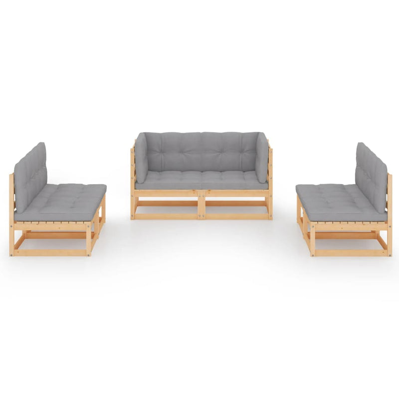6 Piece Garden Lounge Set with Cushions Solid Pinewood Payday Deals
