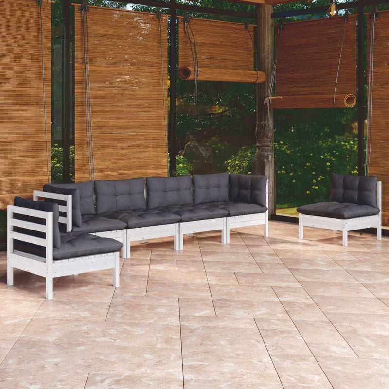 6 Piece Garden Lounge Set with Cushions Solid Pinewood Payday Deals