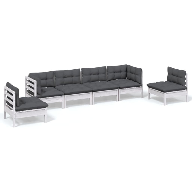 6 Piece Garden Lounge Set with Cushions Solid Pinewood Payday Deals