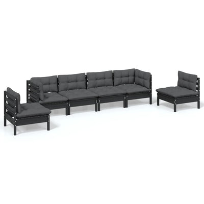 6 Piece Garden Lounge Set with Cushions Solid Pinewood Payday Deals