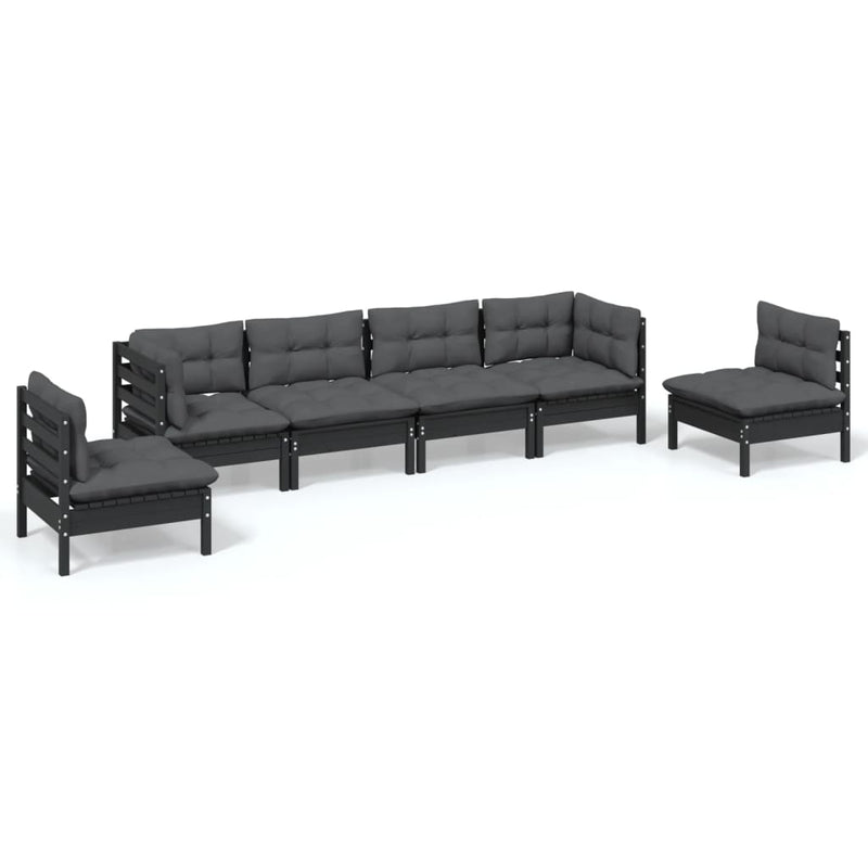 6 Piece Garden Lounge Set with Cushions Solid Pinewood Payday Deals
