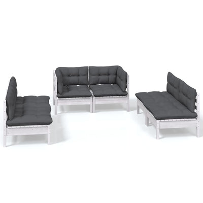 6 Piece Garden Lounge Set with Cushions Solid Pinewood Payday Deals